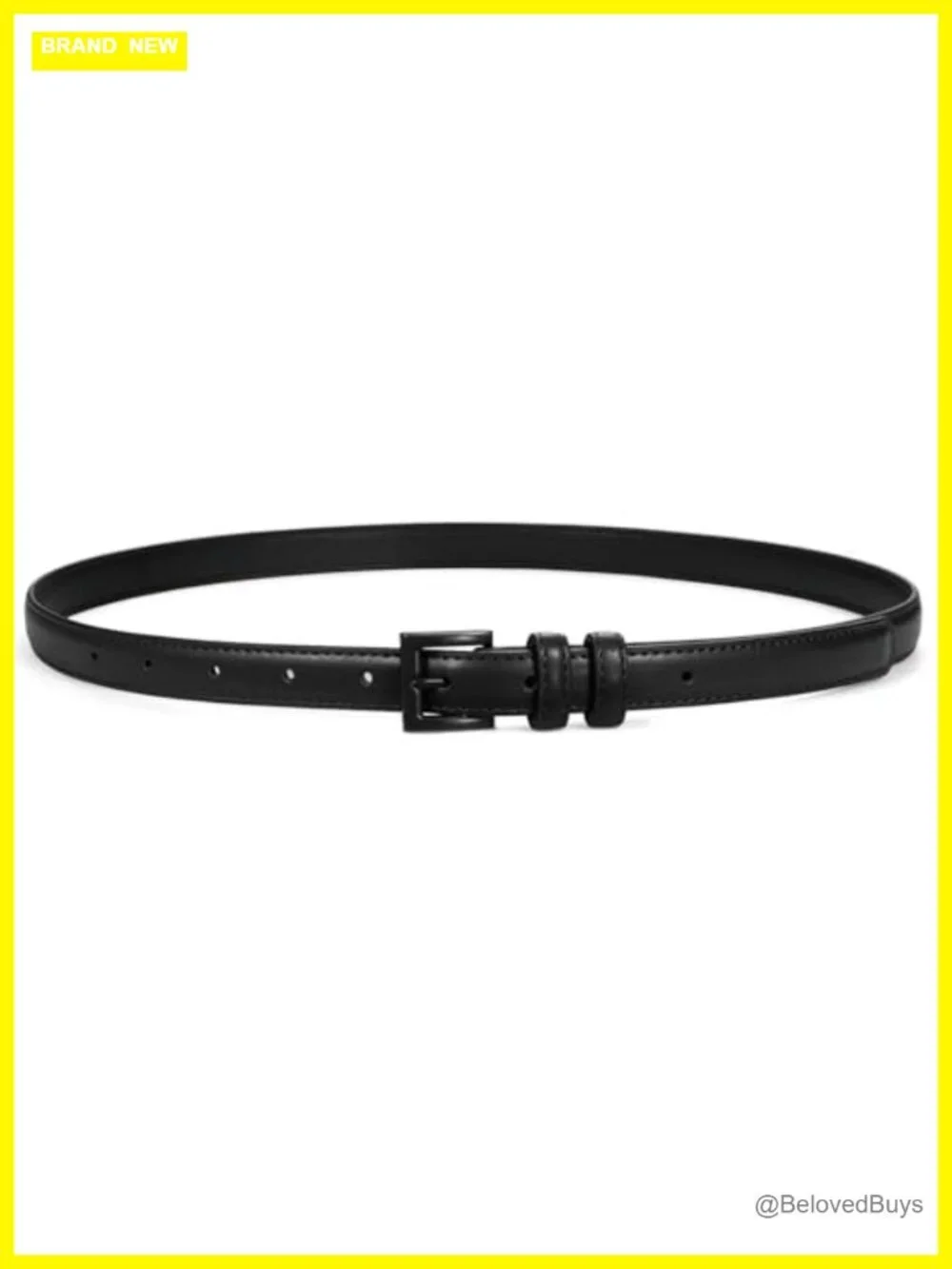 Women's Skinny PU Leather Belt with Square Buckle, Adjustable Waist Belt